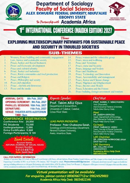 AE-FUNAI/ Academia Africa Conference 2027